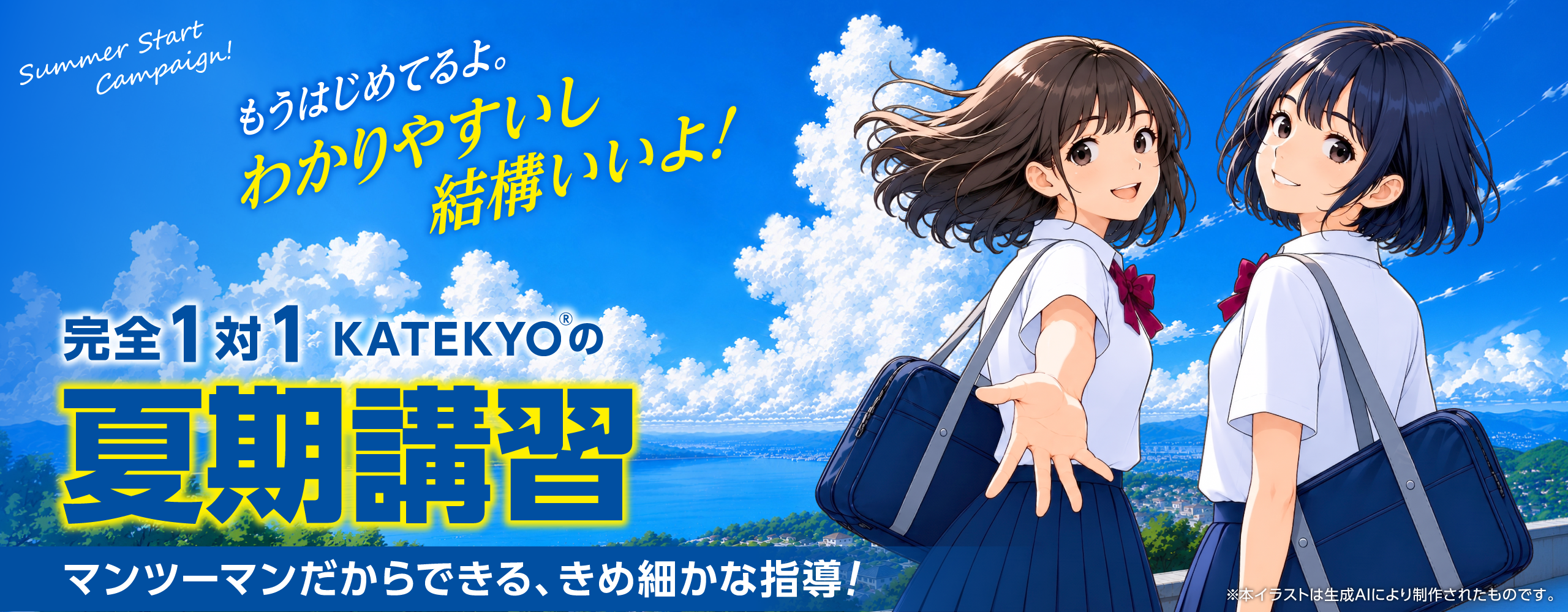 完全1対1 KATEKYOの夏期講習　詳しくはリンク先へ