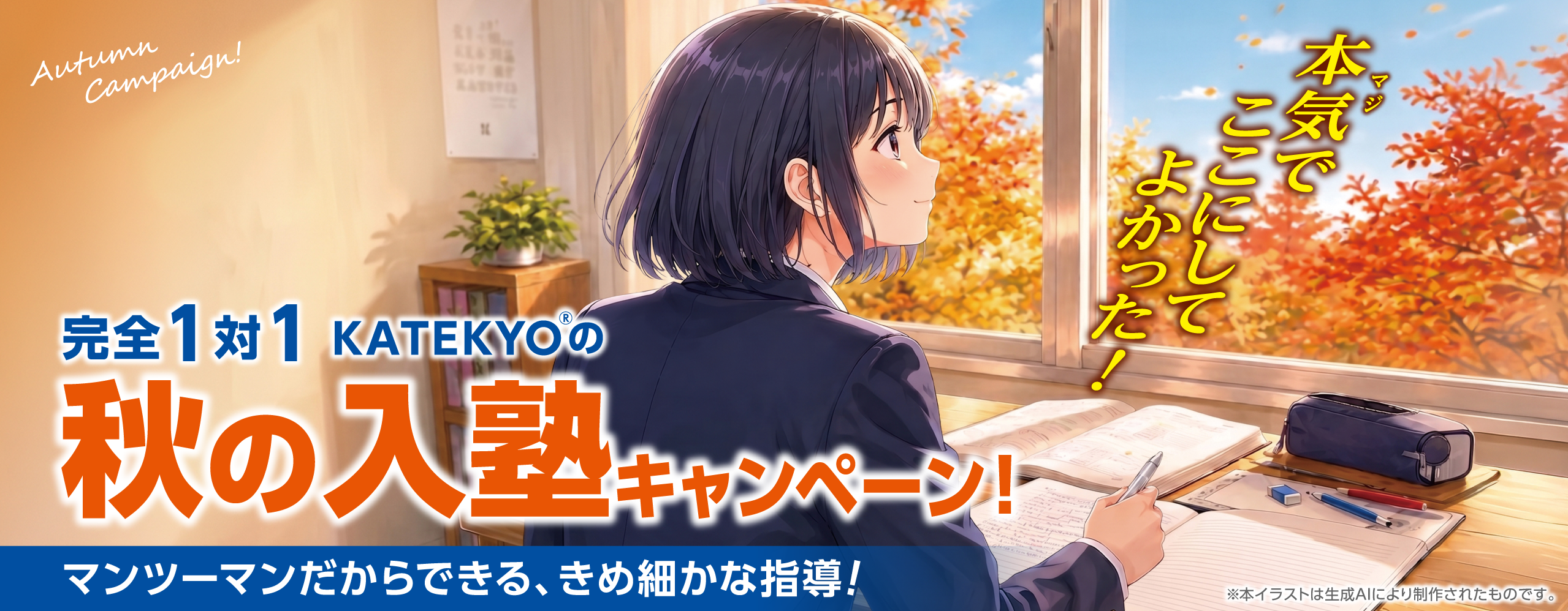 完全1対1 KATEKYO秋の入塾キャンペーン　詳しくはリンク先へ